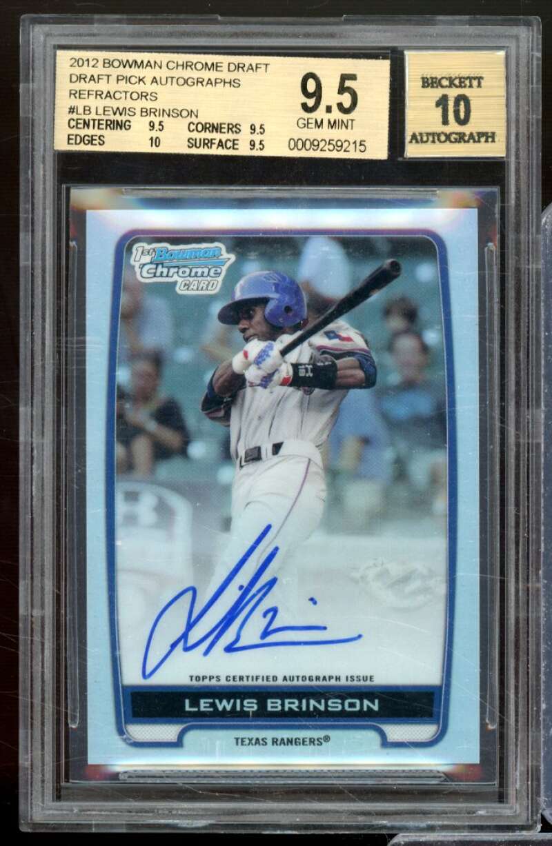 Lewis Brinson Rookie 2012 Bowman Chrome Draft Picks Auto Refractor #LB BGS 9.5 Image 1