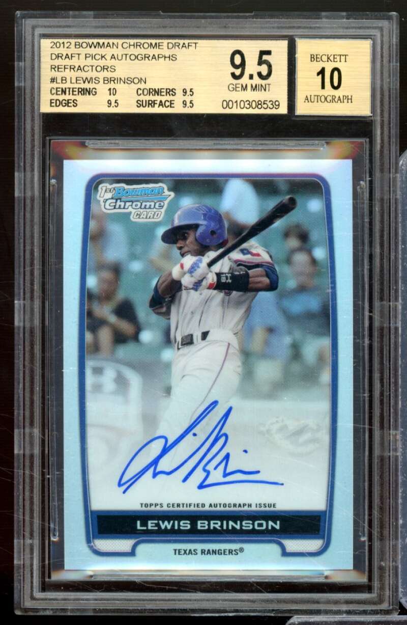 Lewis Brinson Rookie 2012 Bowman Chrome Draft Picks Auto Refractor #LB BGS 9.5 Image 1