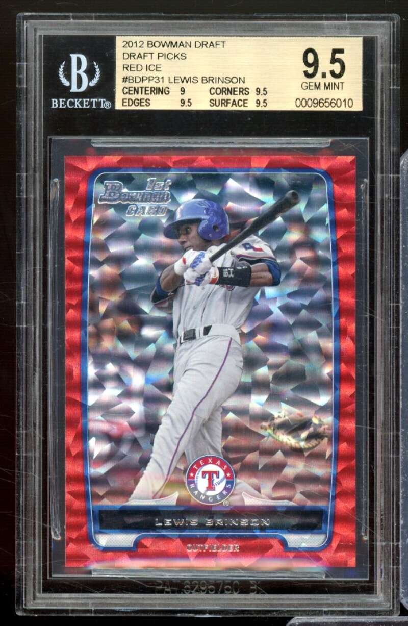 Lewis Brinson Rookie Card ard 2012 Bowman Draft Picks Red Ice #BDPP31 BGS 9.5 Image 1