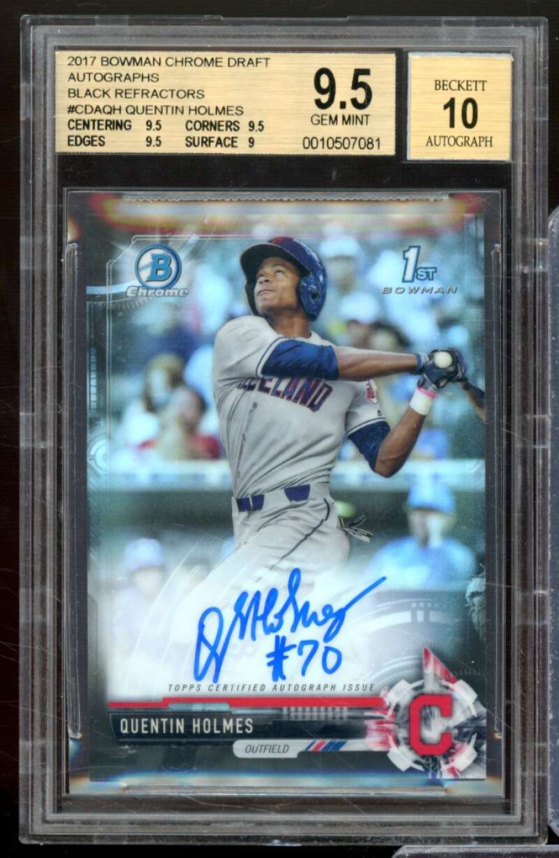 Quentin Holmes RC 2017 Bowman Chrome Draft Auto Black Refractors #CDAQH BGS 9.5 Image 1