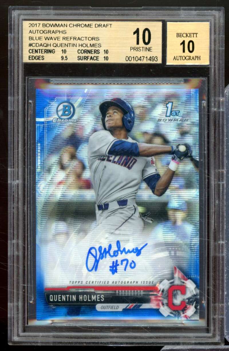 Quentin Holmes Rookie 2017 Bowman Chrome Auto Blue Wave Refractor #CDAQH BGS 9.5 Image 1