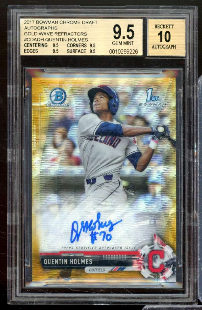 Quentin Holmes RC 2017 Bowman Chrome Gold Wave Refractors Auto #CDAQH BGS 9.5 Image 1