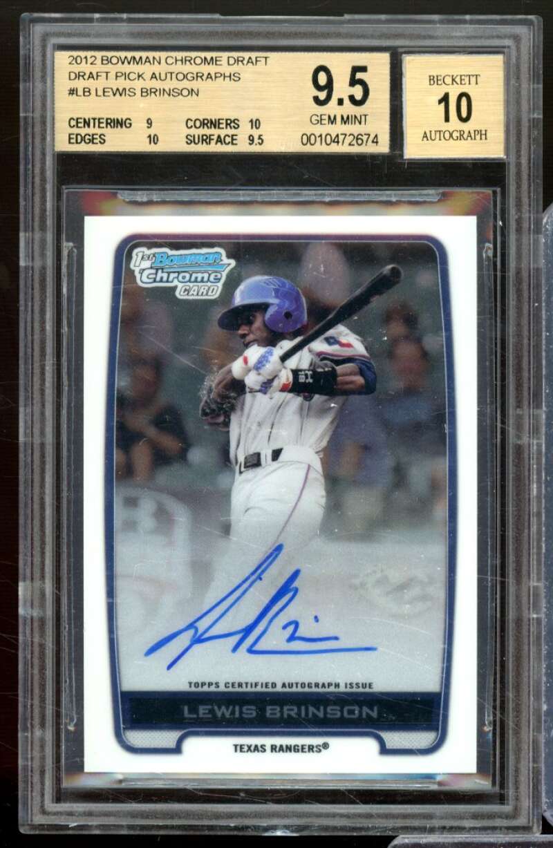 Lewis Brinson Rookie Card 2012 Bowman Chrome Draft Pick Autographs #Lb BGS 9.5 Image 1