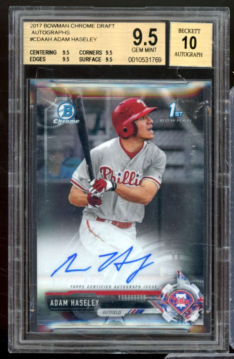 Adam Haseley Rookie Card 2017 Bowman Chrome Draft Autographs #CDAAH BGS 9.5 Image 1