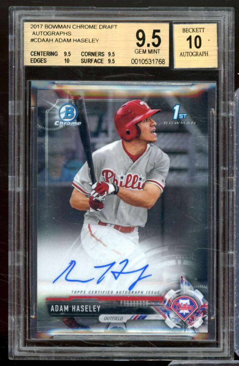 Adam Haseley Rookie Card 2017 Bowman Chrome Draft Autographs #CDAAH BGS 9.5 Image 1