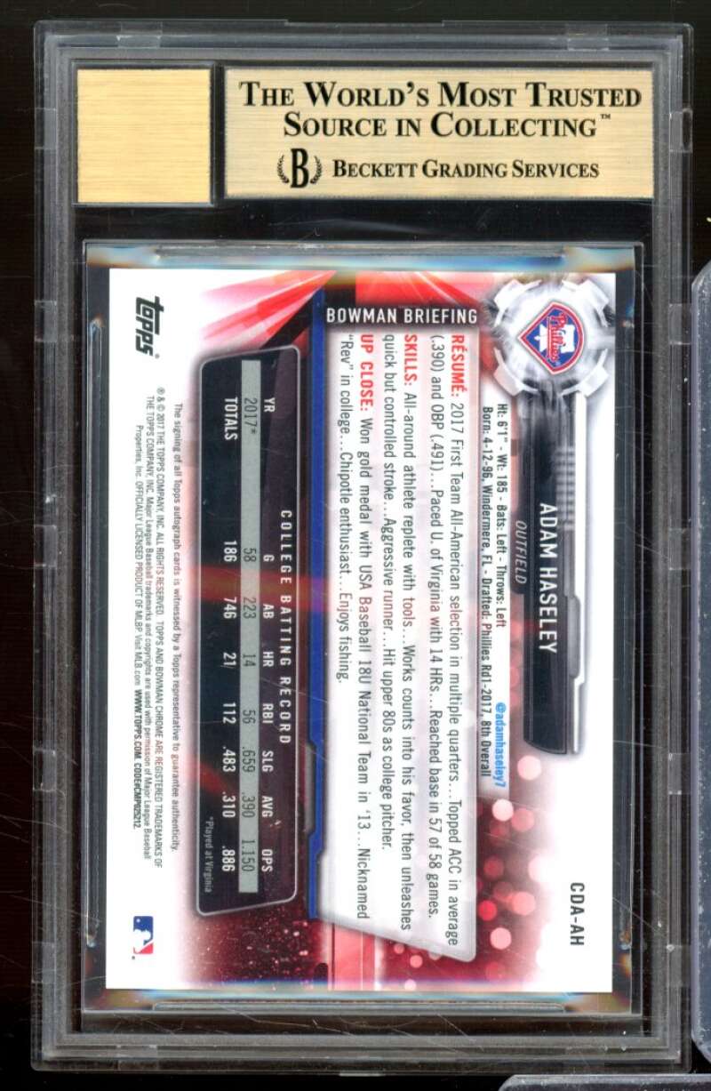 Adam Haseley Rookie Card 2017 Bowman Chrome Draft Autographs #CDAAH BGS 9.5 Image 2