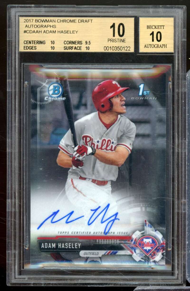 Adam Haseley Rookie Card 2017 Bowman Chrome Draft Autographs #CDAAH BGS 10 Image 1