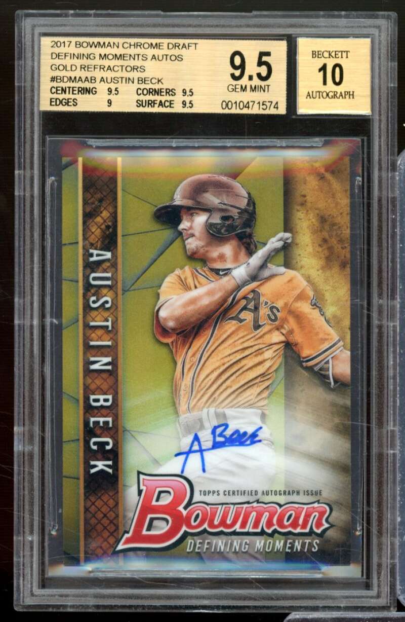 Austin Beck RC 2017 Bowman Chrome Draft DM Auto Gold Refractors #BDMAAB BGS 9.5 Image 1