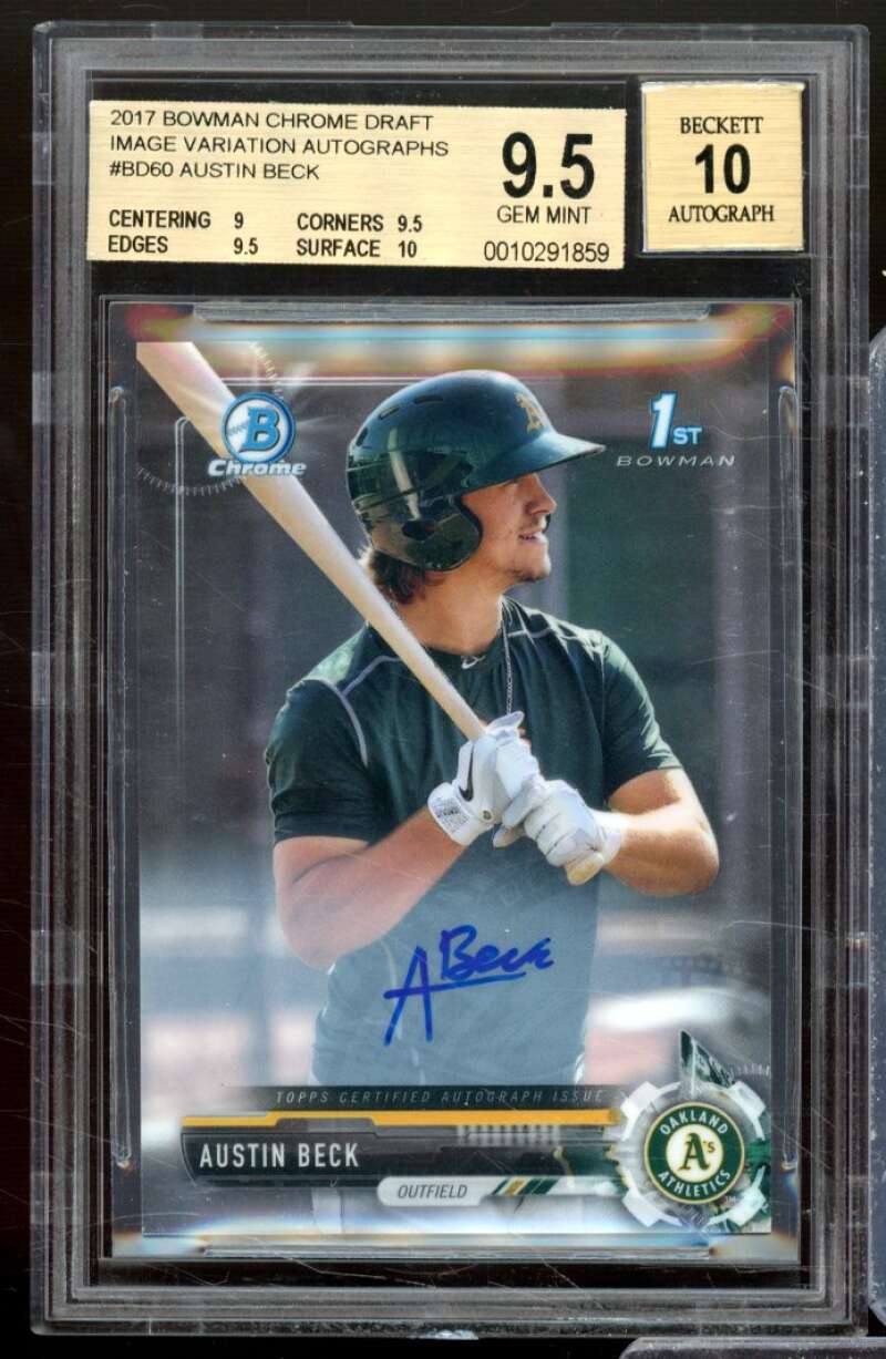 Austin Beck Rookie Card 2017 Bowman Chrome Draft Autographs #BD60 BGS 9.5 Image 1