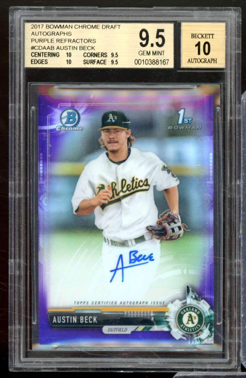 Austin Beck RC 2017 Bowman Chrome Draft Auto Purple Refractors #CDAAB BGS 9.5 Image 1