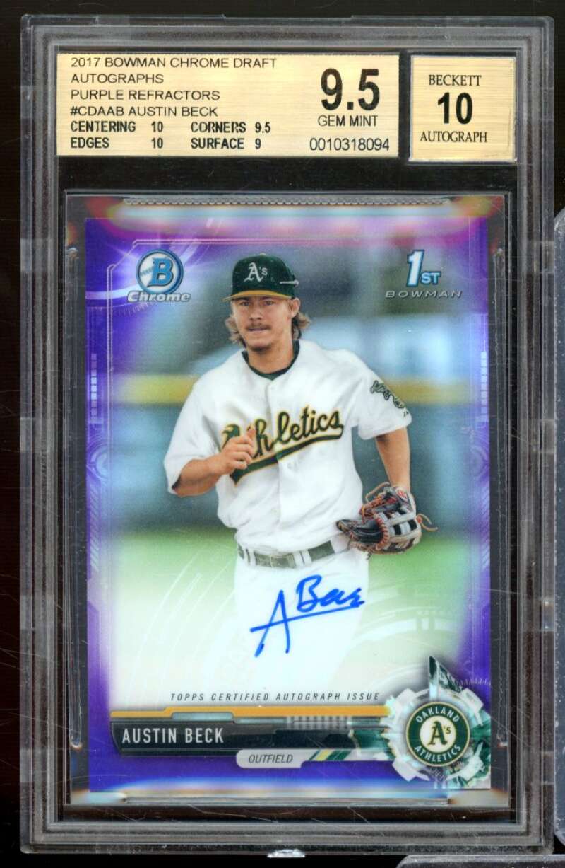 Austin Beck RC 2017 Bowman Chrome Draft Auto Purple Refractors #CDAAB BGS 9.5 Image 1