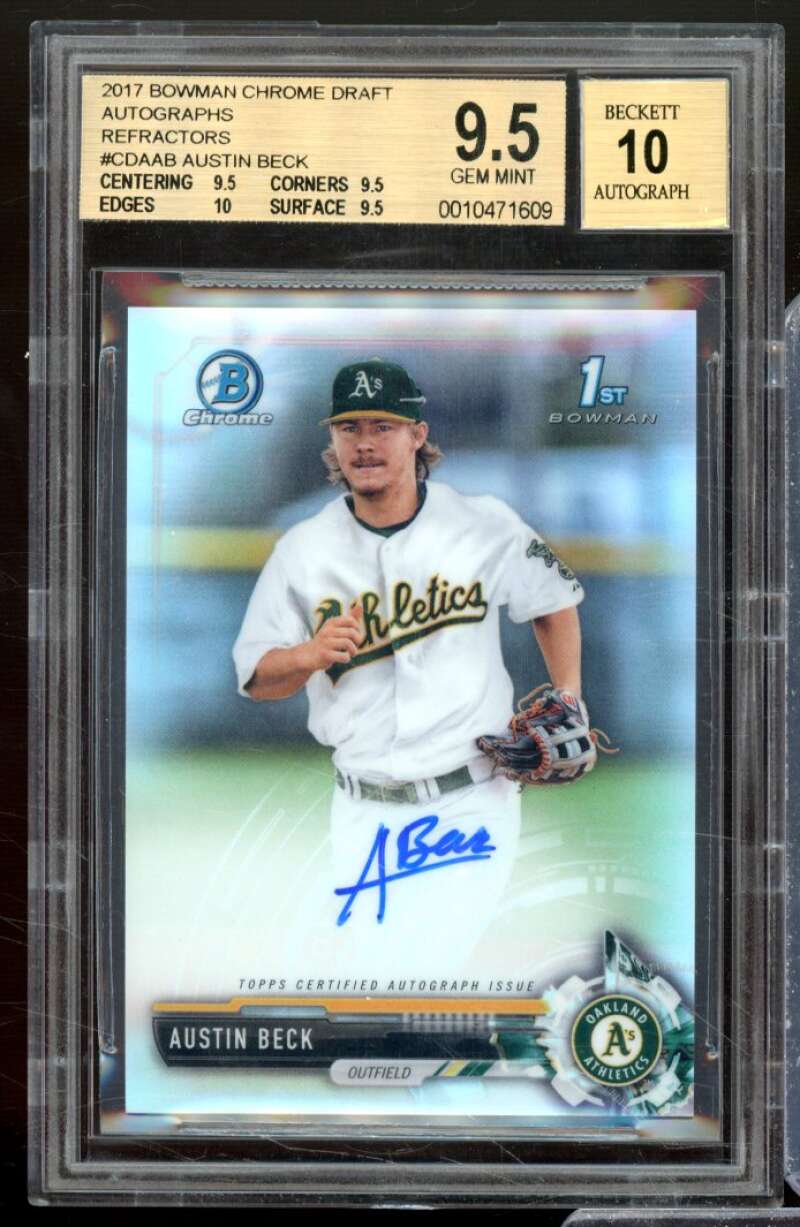 Austin Beck Rookie 2017 Bowman Chrome Draft Autographs Refractors #CDAAB BGS 9.5 Image 1