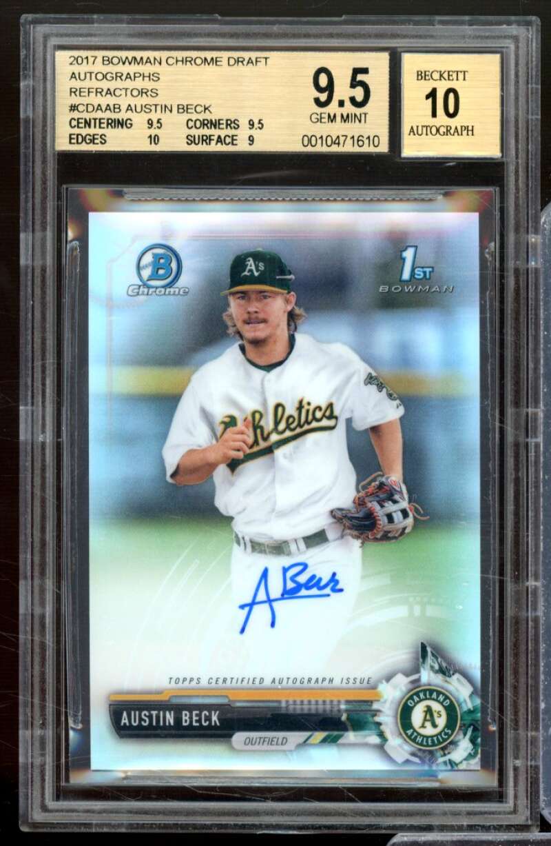 Austin Beck Rookie 2017 Bowman Chrome Draft Autographs Refractors #CDAAB BGS 9.5 Image 1