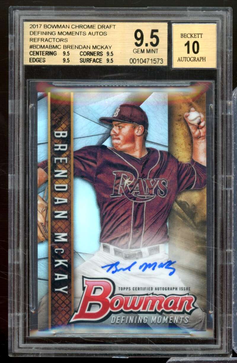 Brendan McKay RC 2017 Bowman Chrome Draft DM Autos Refractor #BDMABMC BGS 9.5 Image 1