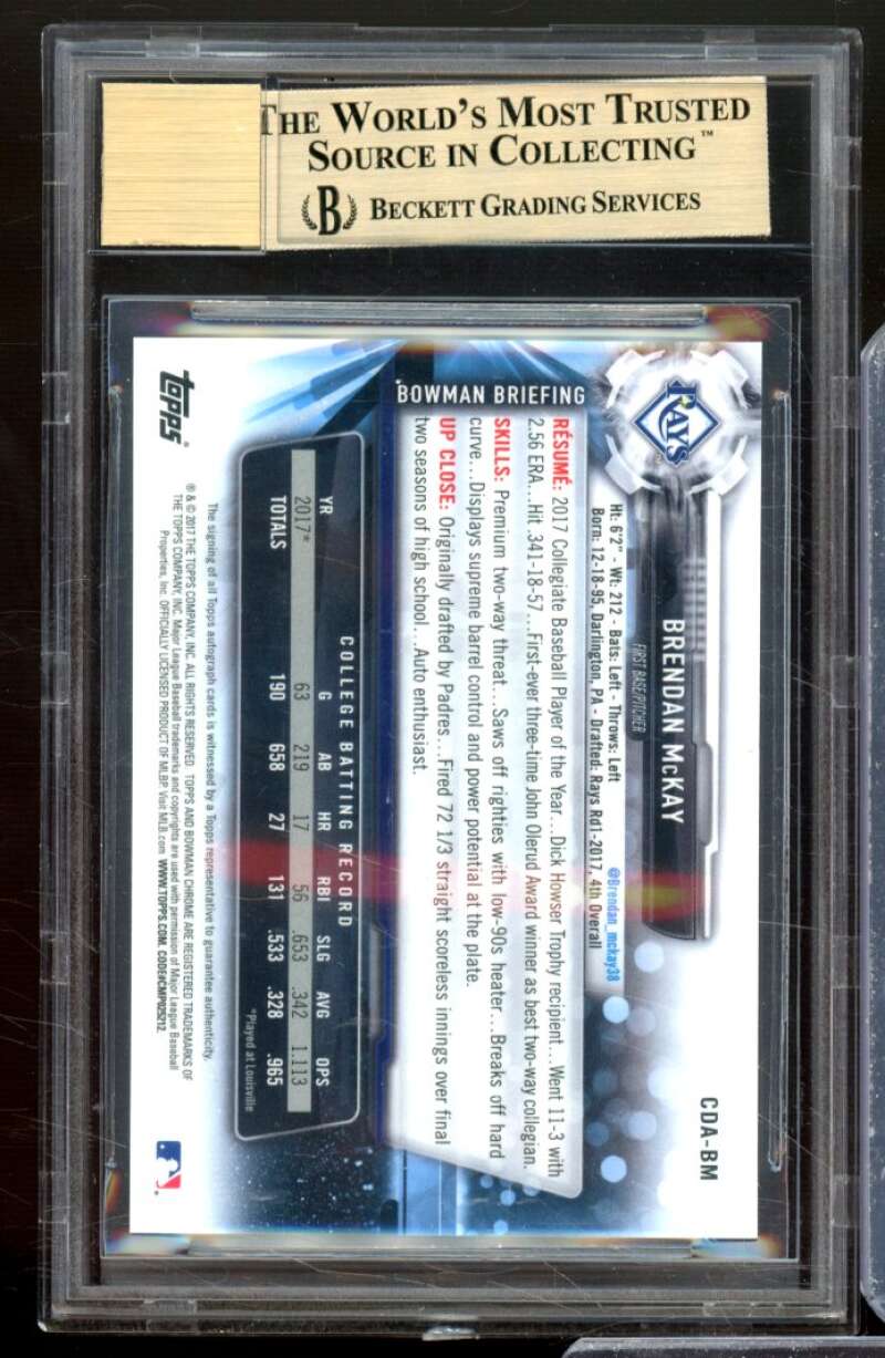 Brendan McKay Rookie Card 2017 Bowman Chrome Draft Autographs #CDABM BGS 9.5 Image 2