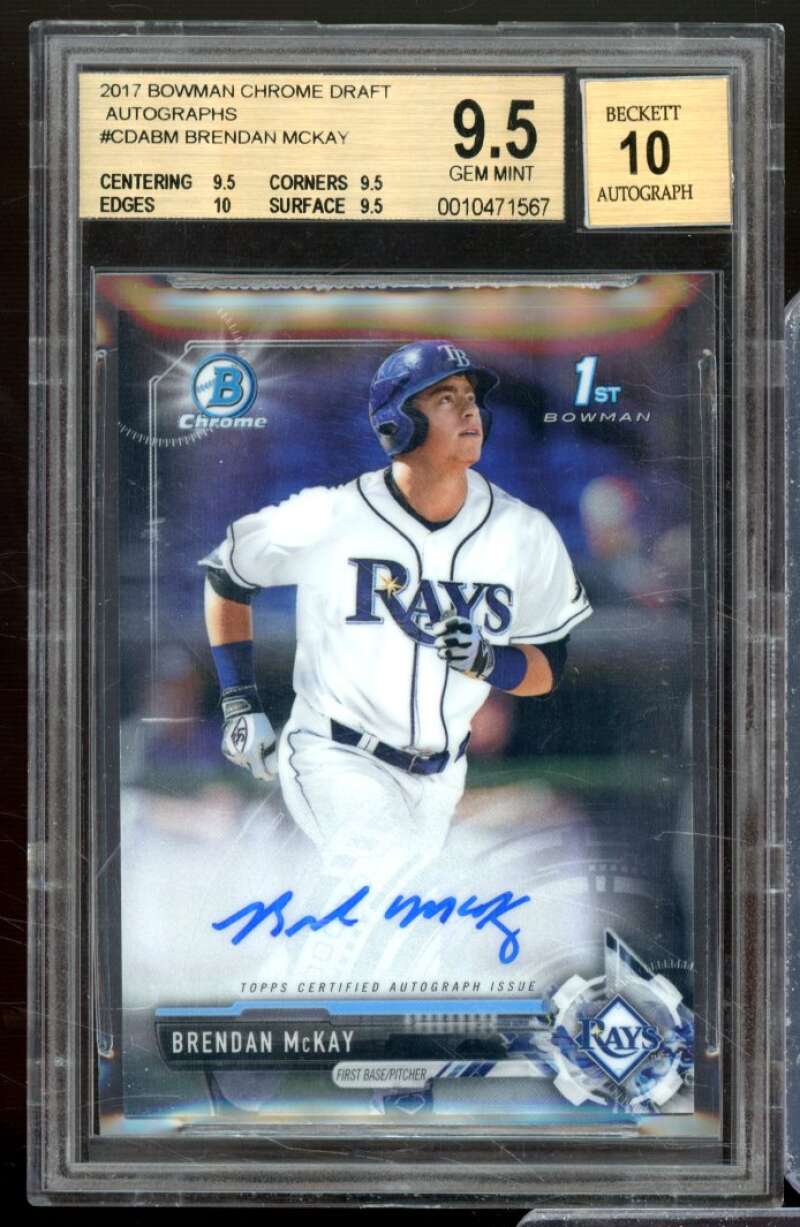 Brendan McKay Rookie Card 2017 Bowman Chrome Draft Autographs #CDABM BGS 9.5 Image 1