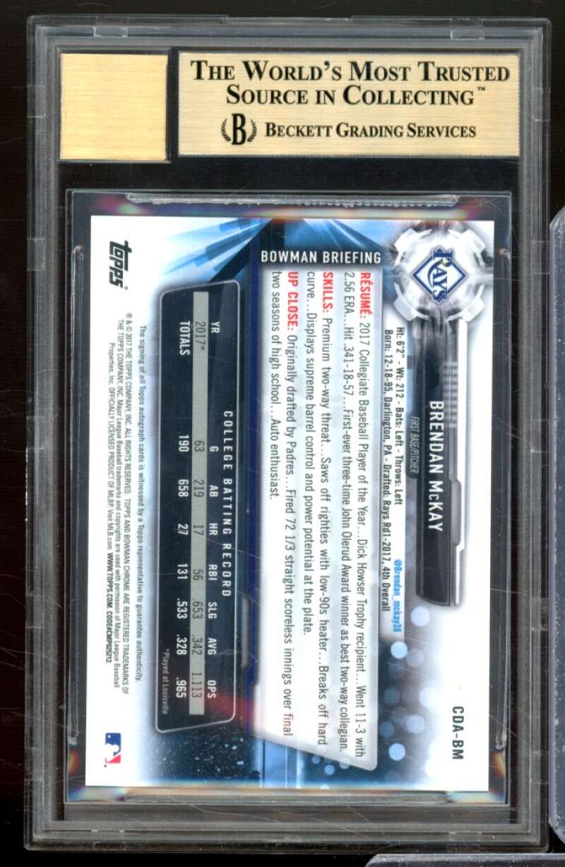 Brendan McKay Rookie Card 2017 Bowman Chrome Draft Autographs #CDABM BGS 9.5 Image 2