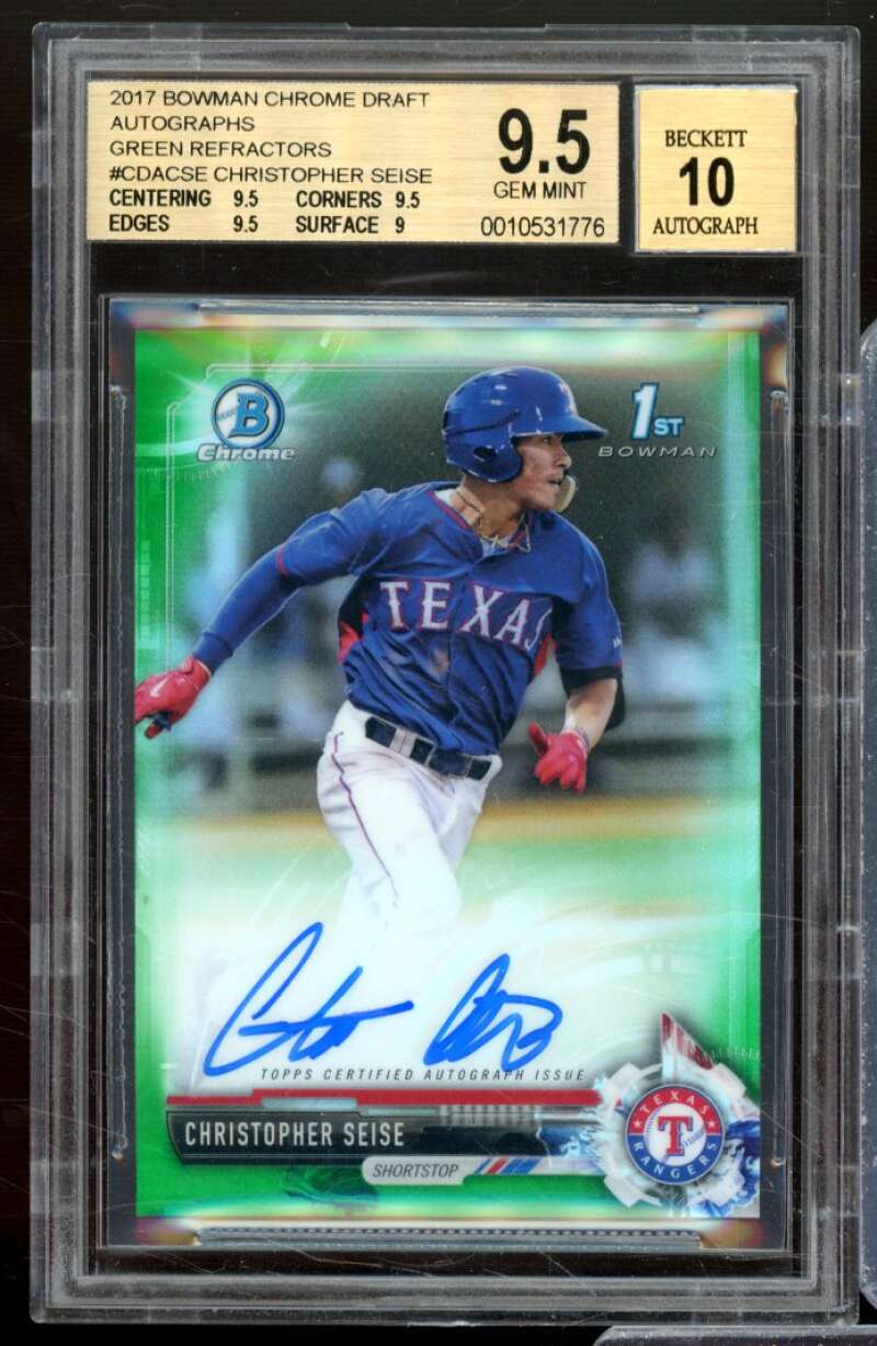 Christopher Seise RC 2017 Bowman Chrome Auto Green Refractors #CDACSE BGS 9.5 Image 1