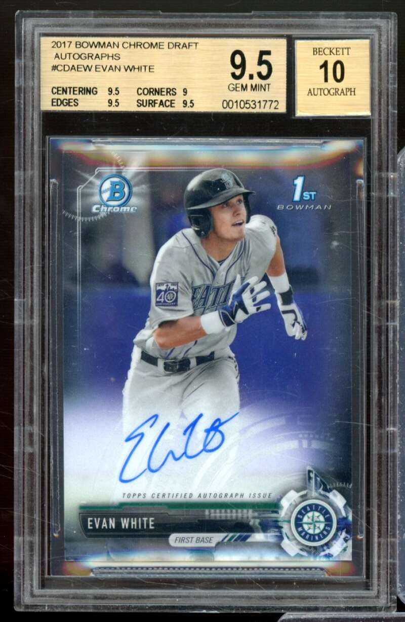 Evan White Rookie Card 2017 Bowman Chrome Draft Autographs #CDAEW BGS 9.5 Image 1