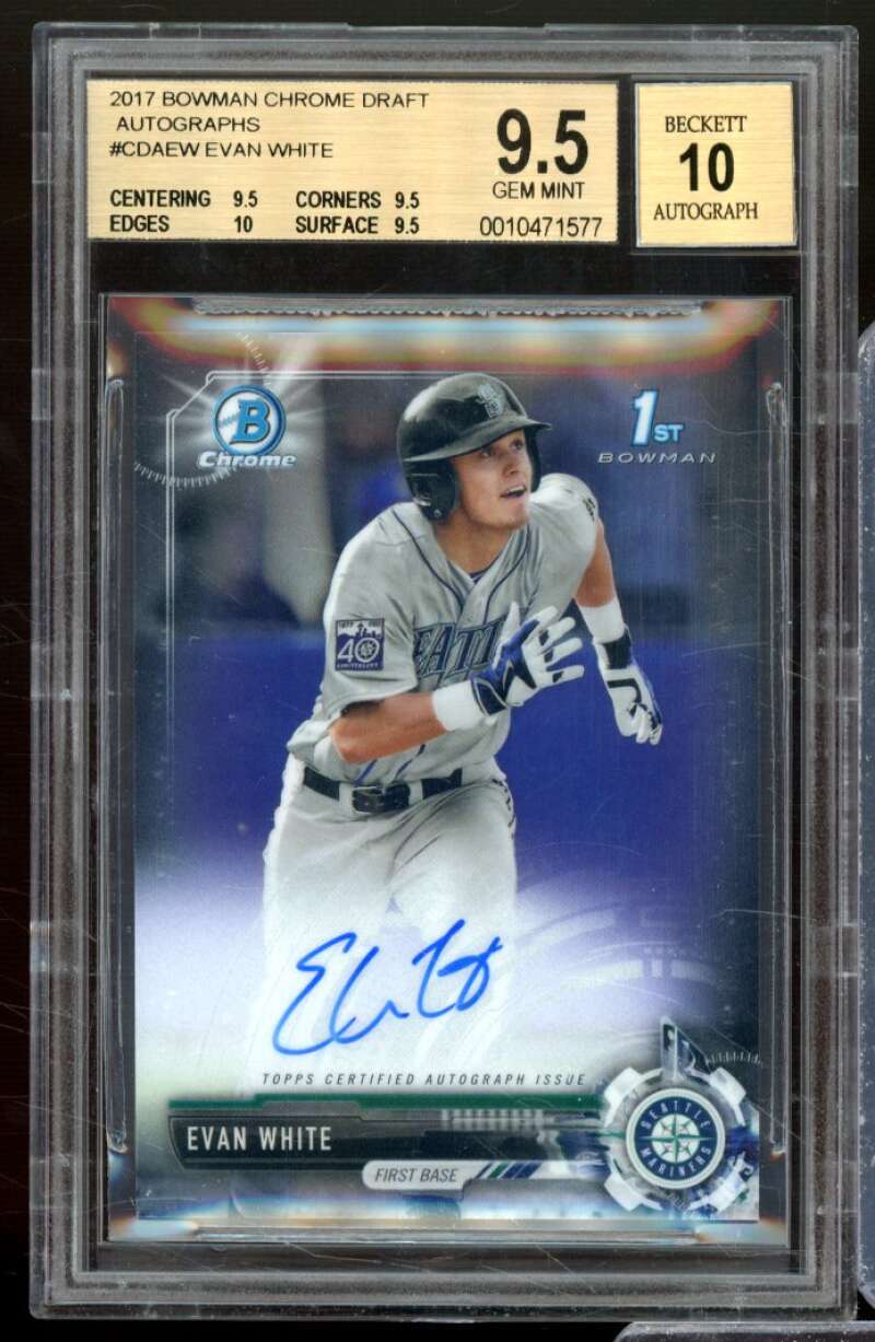 Evan White Rookie Card 2017 Bowman Chrome Draft Autographs #CDAEW BGS 9.5 Image 1