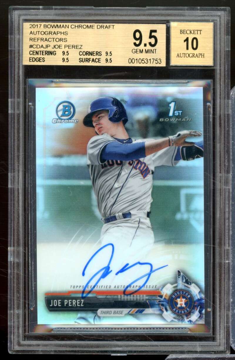 Joe Perez Rookie 2017 Bowman Chrome Draft Autographs Refractors #CDAJP BGS 9.5 Image 1