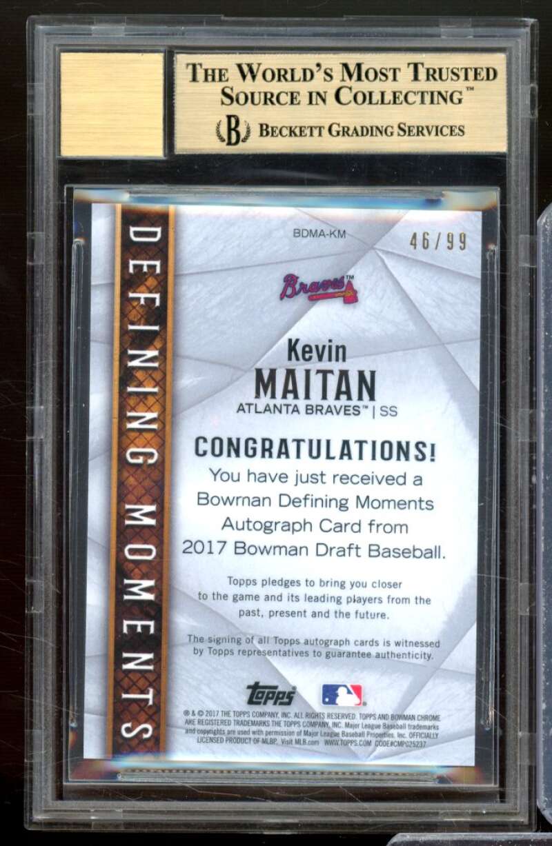 Kevin Maitan Rookie 2017 Bowman Chrome Draft DM Autos Refractors #BDMAKM BGS 9.5 Image 2