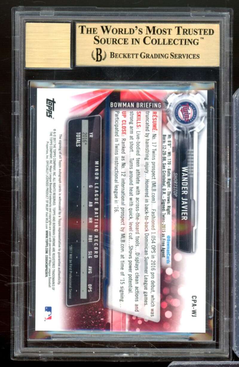 Wander Javier Rookie Card 2017 Bowman Chrome Prospect Autographs #CPAWJ BGS 9.5 Image 2