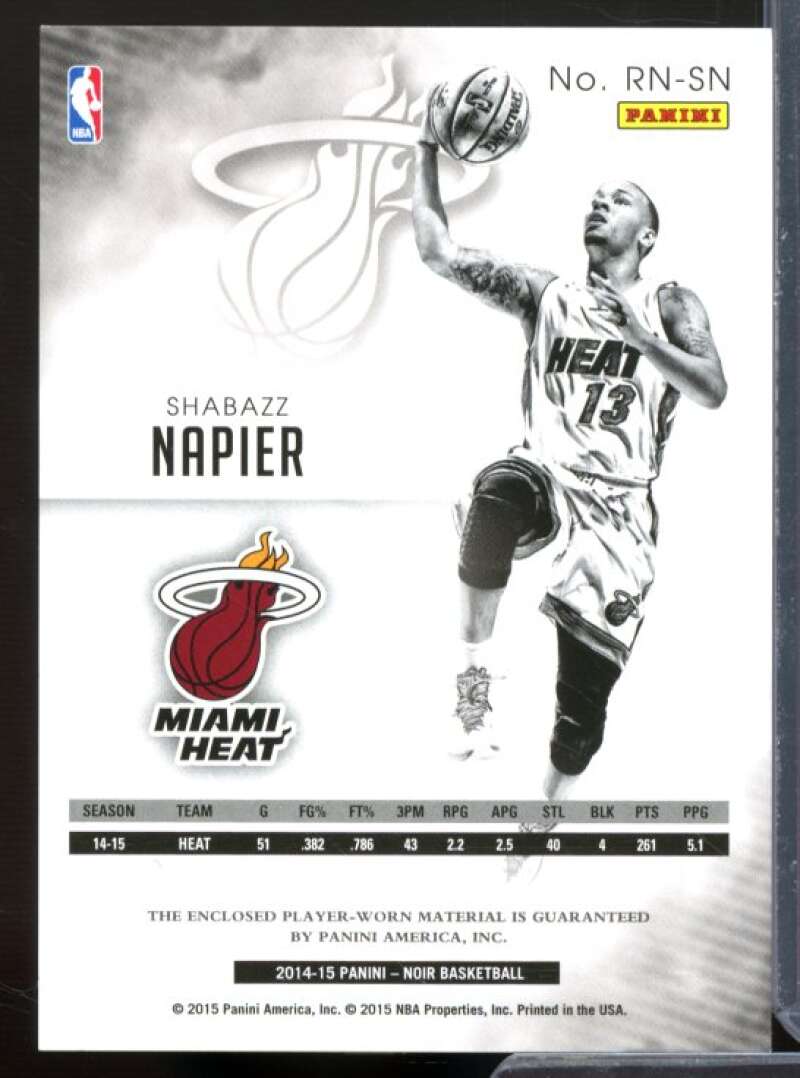 Shabazz Napier Rookie 2014-15 Panini Noir Rookie Noir Materials Prime #RNSN  Image 2