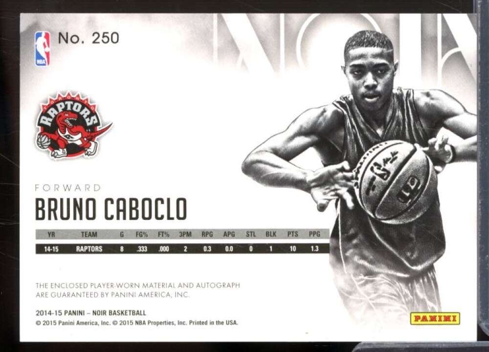 Bruno Caboclo CLR JSY AU Rookie Card 2014-15 Panini Noir #250  Image 2