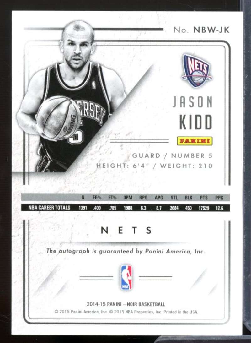 Jason Kidd Card 2014-15 Panini Noir Autographs Noir Black and White #NBWJK  Image 2