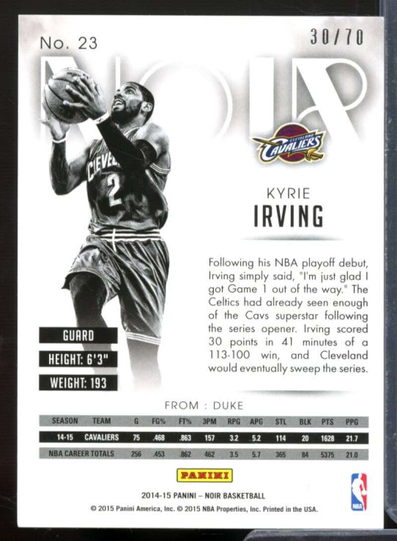 Kyrie Irving BW Card 2014-15 Panini Noir #23  Image 2