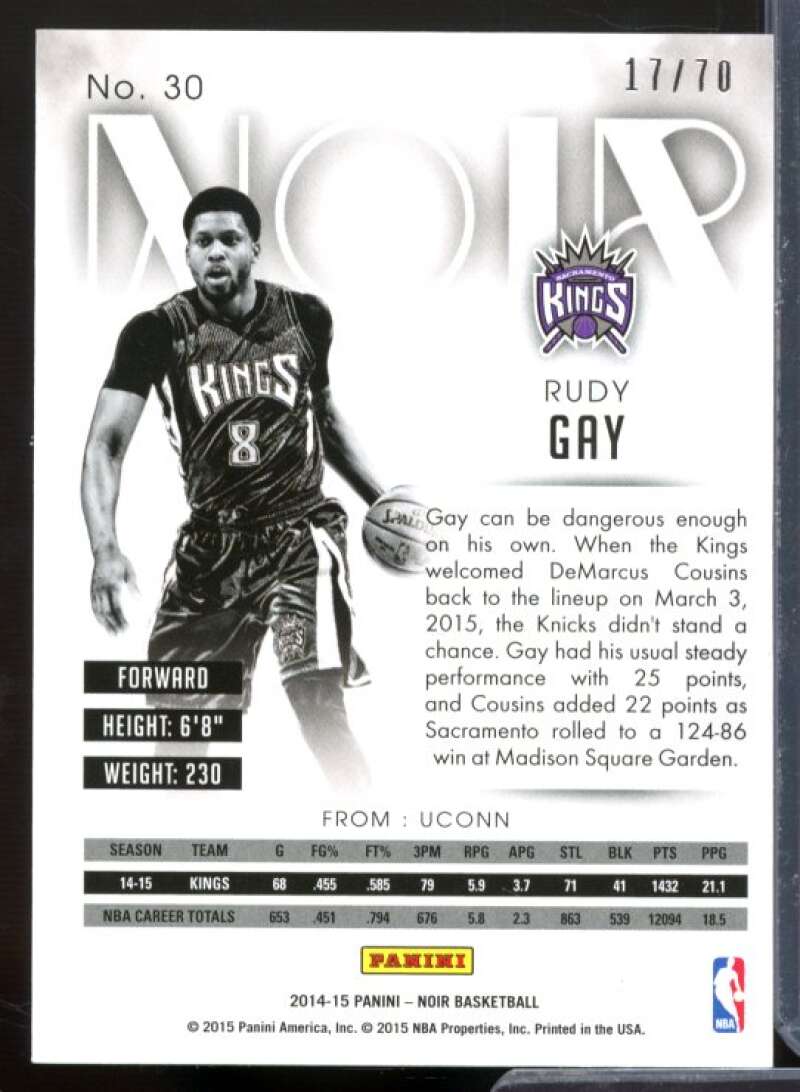 Rudy Gay BW Card 2014-15 Panini Noir #30  Image 2