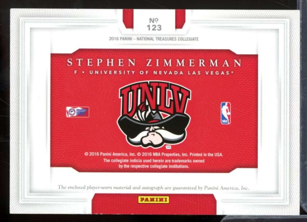 Stephen Zimmerman AU JSY Rookie 2016 Panini National Treasures Collegiate #123  Image 2