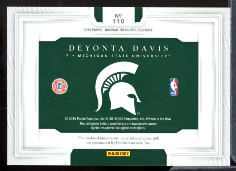 Deyonta Davis AU JSY Rookie 2016 Panini National Treasures Collegiate Gold #110  Image 2