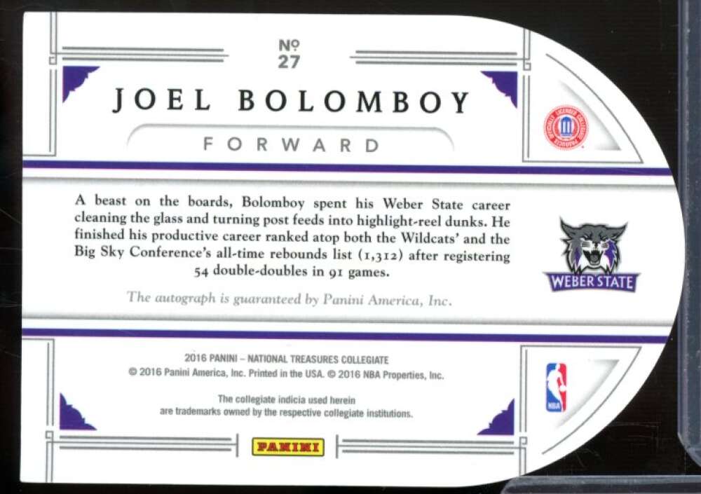 Joel Bolomboy 2016 Panini National Treasures Collegiate Die Cut Signatures #27  Image 2