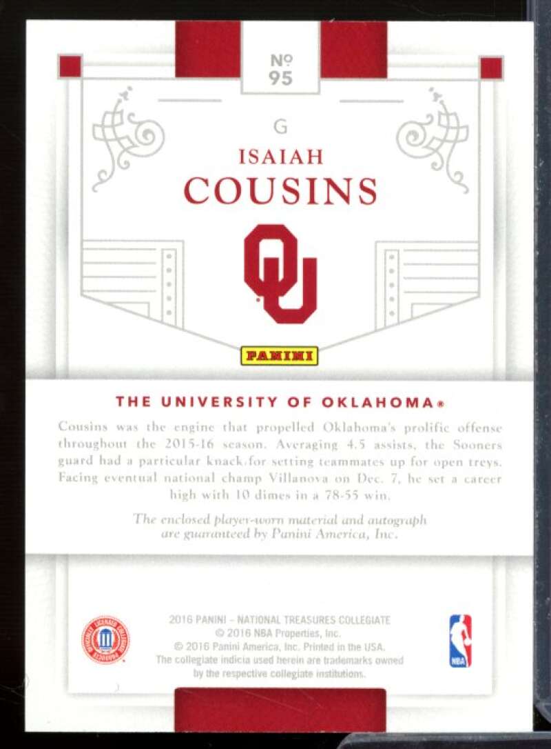 Isaiah Cousins AU JSY Rookie Card 2016 Panini National Treasures Collegiate #95  Image 2