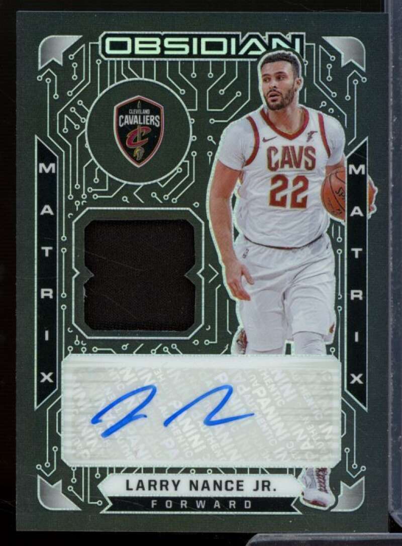 Larry Nance Jr. Card 2020-21 Panini Obsidian Matrix Material Autos #11  Image 1