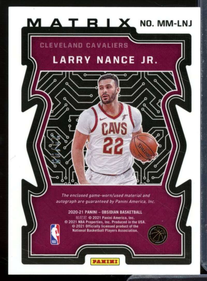 Larry Nance Jr. Card 2020-21 Panini Obsidian Matrix Material Autos #11  Image 2