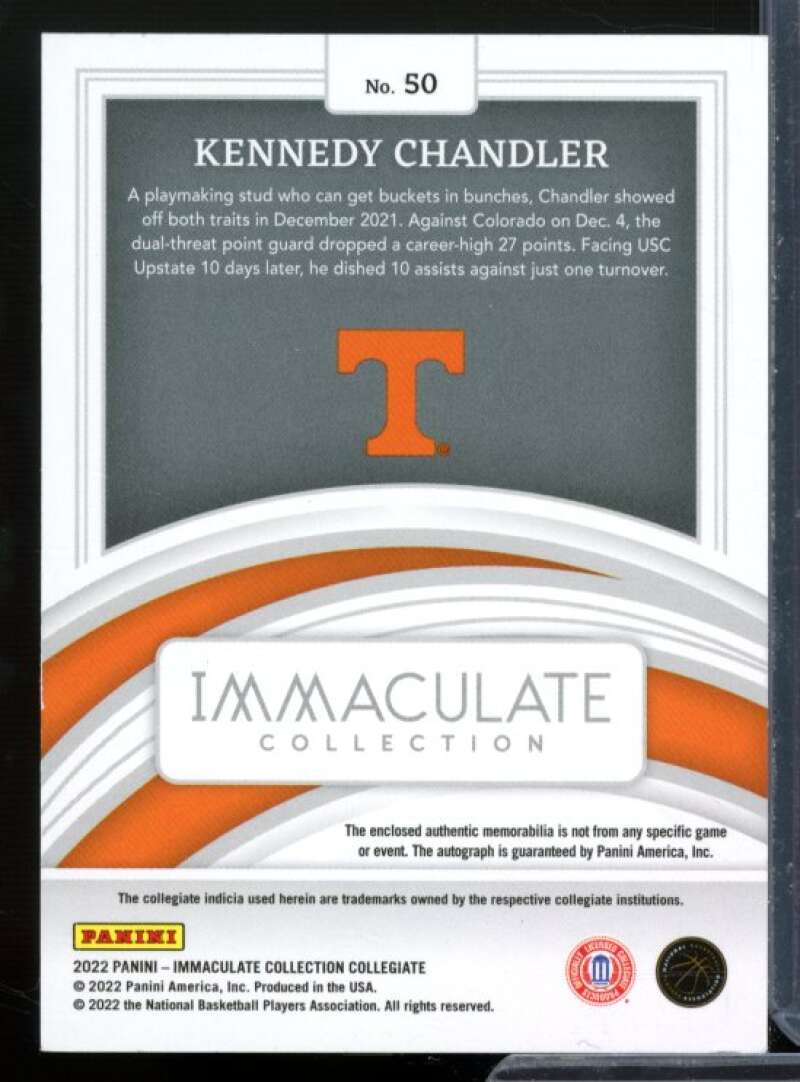 Kennedy Chandler JSY AU Rookie 2022-23 Immaculate Collection Collegiate #50  Image 2