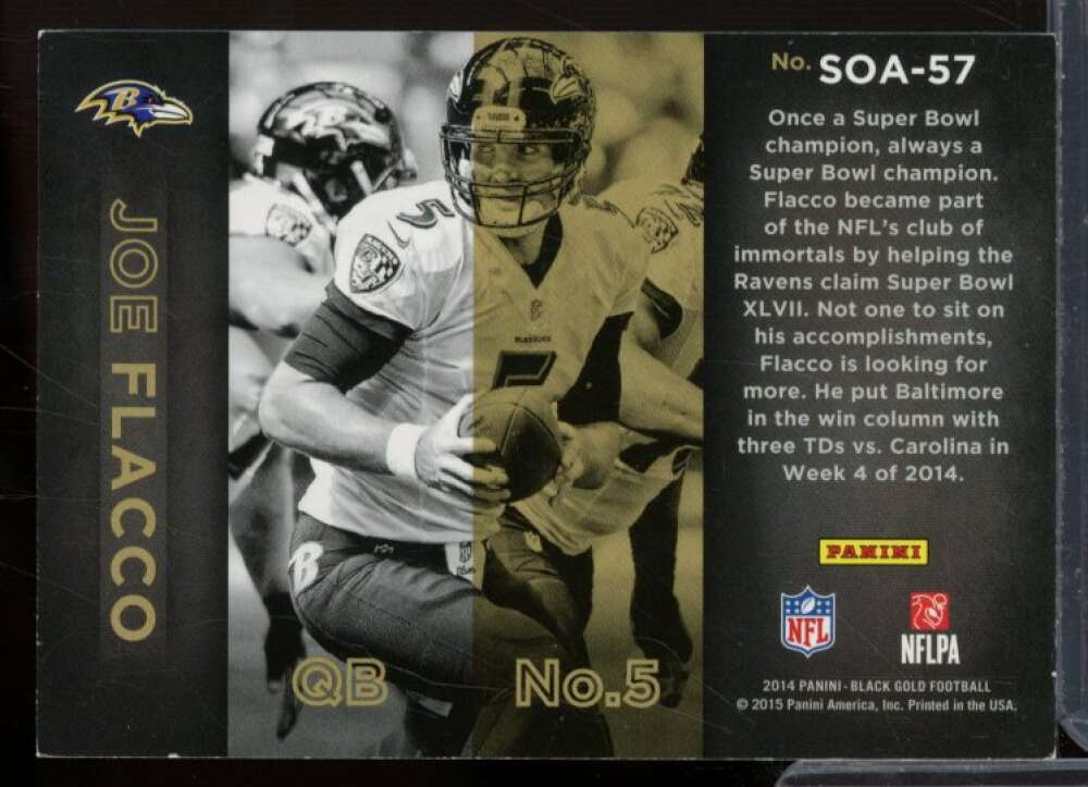 Joe Flacco Card 2014 Panini Black Gold NFL Seal of Approval #57  Image 2