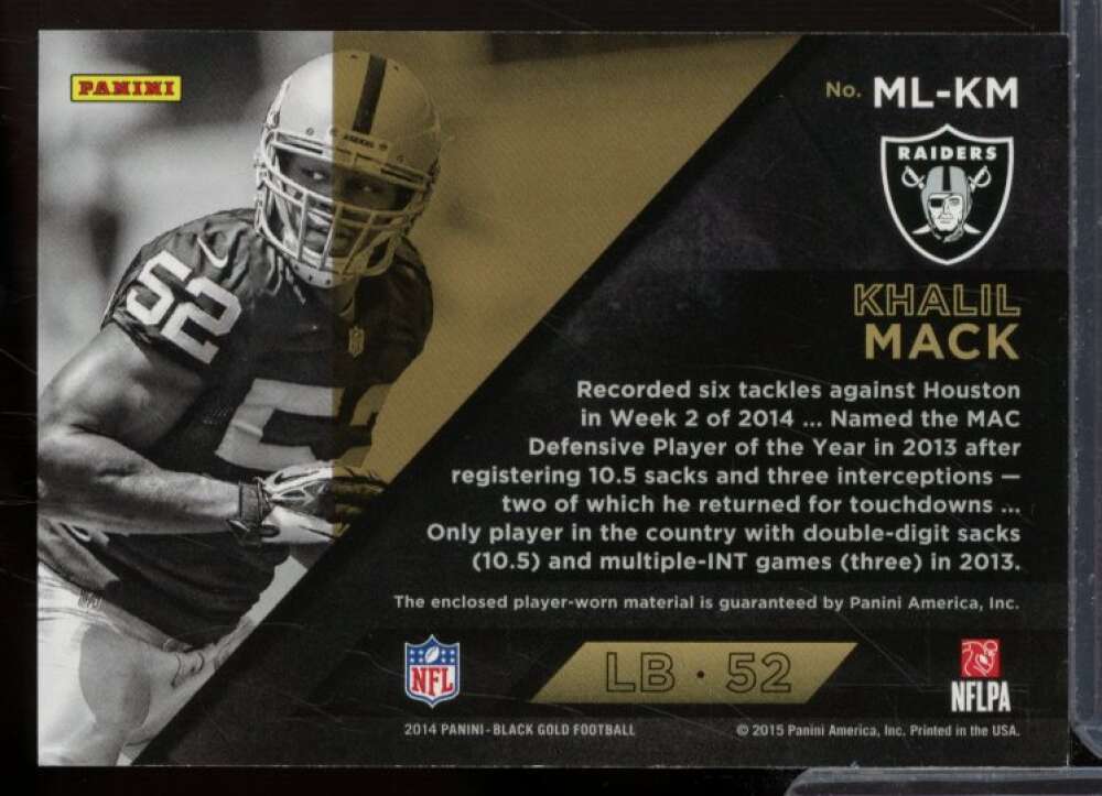 Khalil Mack Rookie 2014 Panini Black Gold Mother Lode Rookie Jerseys Prime #14  Image 2