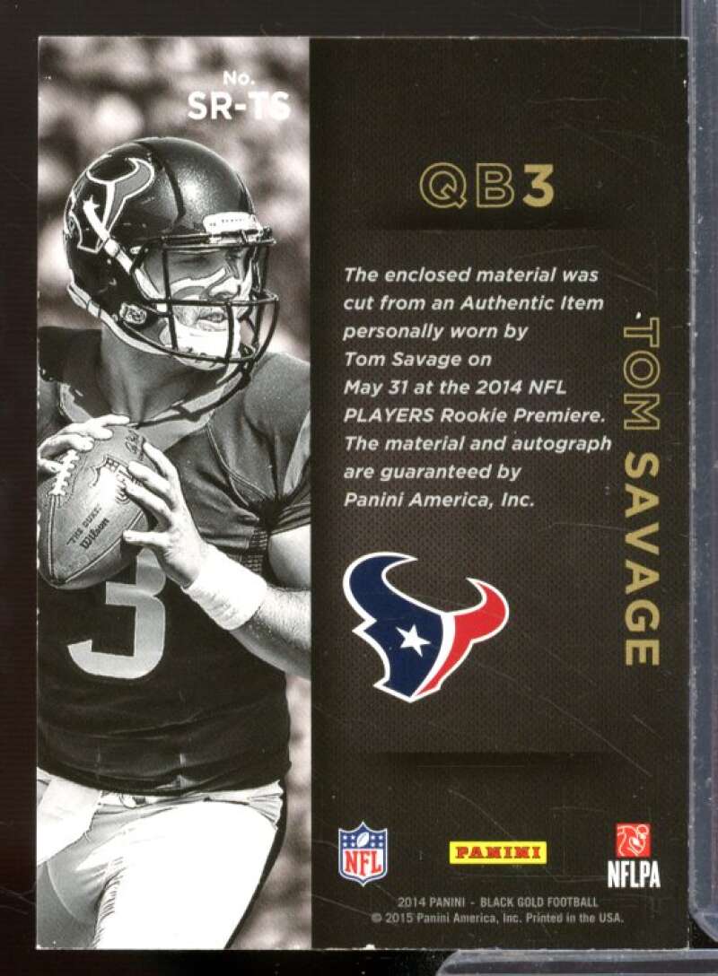 Tom Savage 2014 Panini Black Gold Sizeable Signatures Rookie Jerseys Prime #13  Image 2