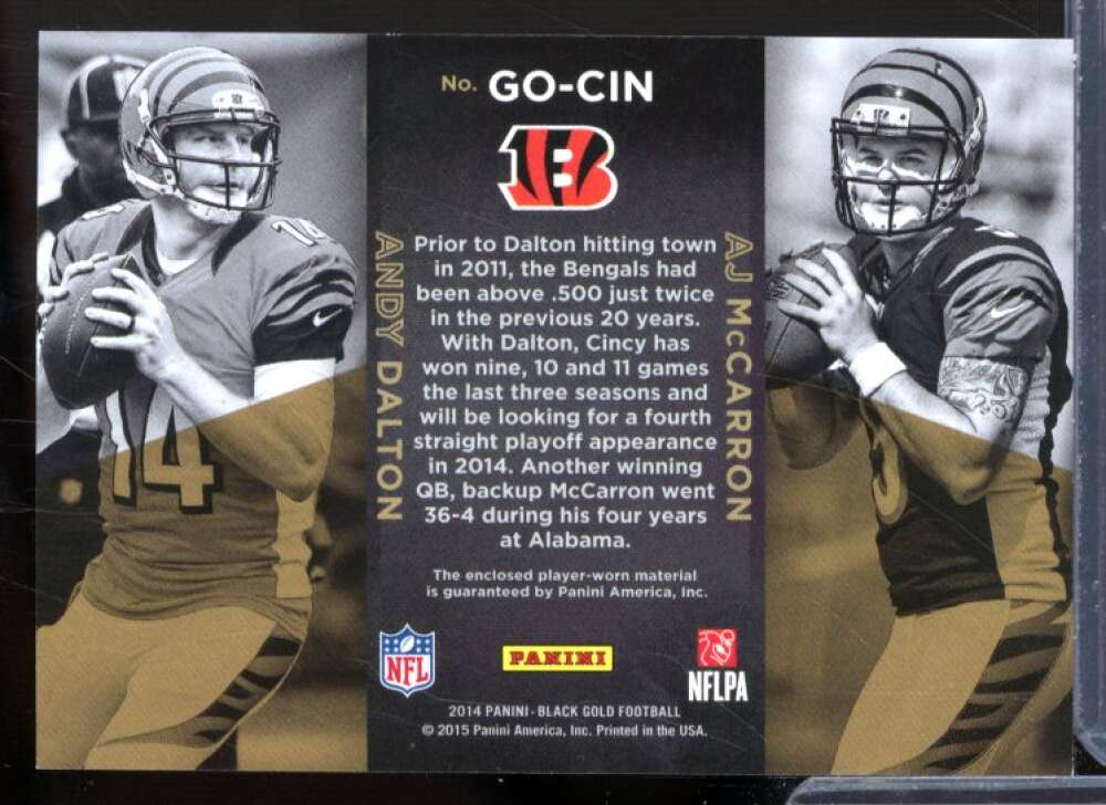 Dalton/McCarron 2014 Panini Black Gold Golden Opportunity Dual Jerseys Prime #6  Image 2