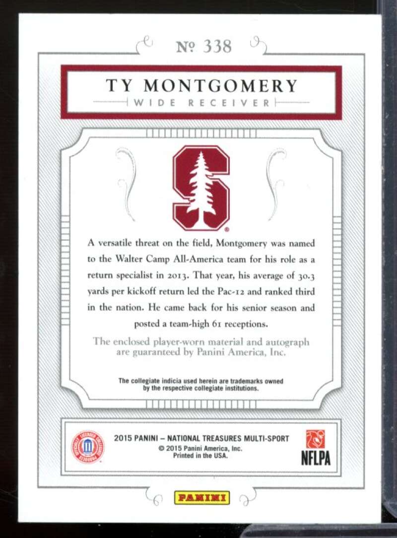 Ty Montgomery JSY AU 2015 Panini National Treasures Collegiate Multisport #338  Image 2