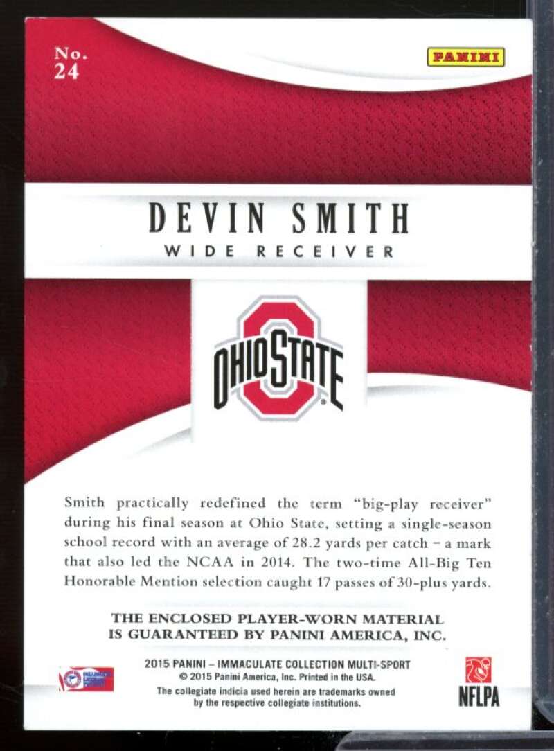 Devin Smith Rookie 2015 Immaculate Collection Collegiate Multisport Numbers #24  Image 2