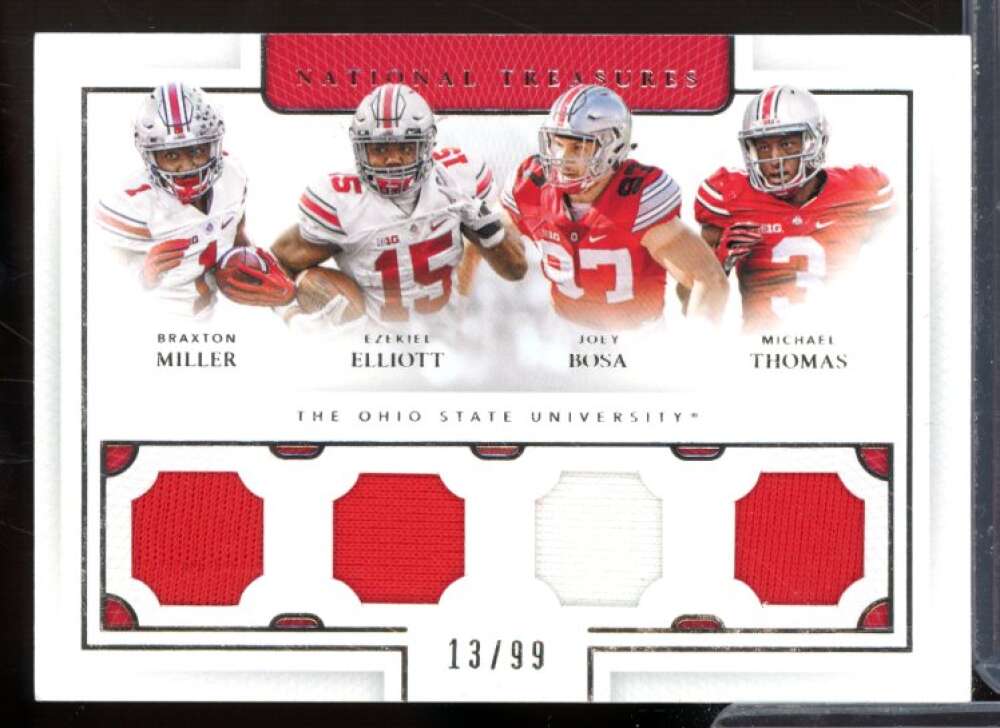 Miller/Elliott/Bosa/Thomas 2016 National Treasures Collegiate Team Quad JSY #2  Image 1