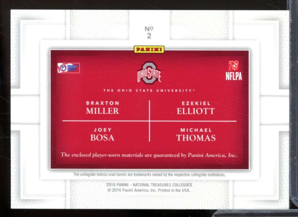 Miller/Elliott/Bosa/Thomas 2016 National Treasures Collegiate Team Quad JSY #2  Image 2