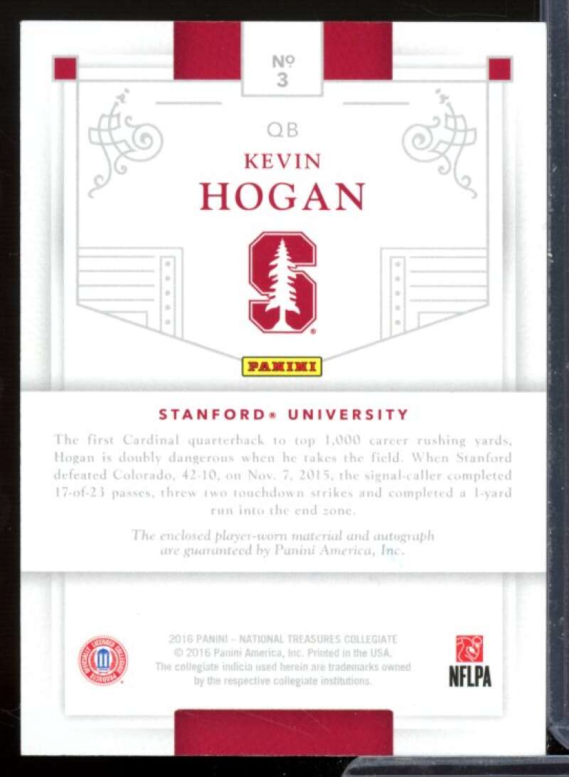 Kevin Hogan RC 2016 Panini National Treasures Collegiate Material Signatures #3  Image 2