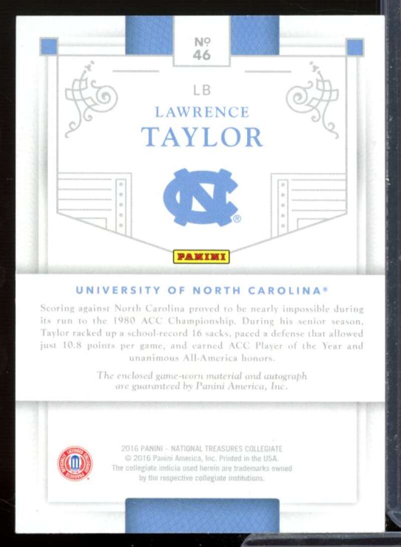 Lawrence Taylor Card 2016 National Treasures Collegiate Material Signatures #46  Image 2