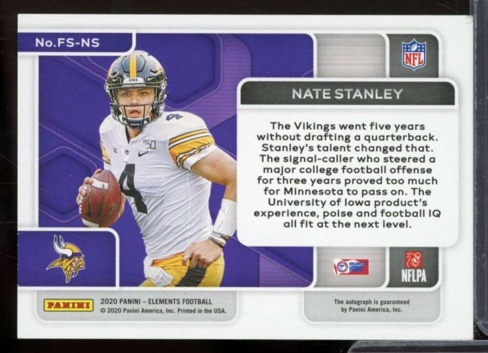 Nate Stanley Rookie Card 2020 Panini Elements Future Signs Orange #16  Image 2